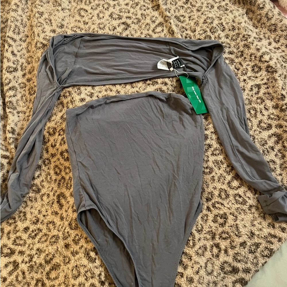 Gray Long Sleeve Bodysuit